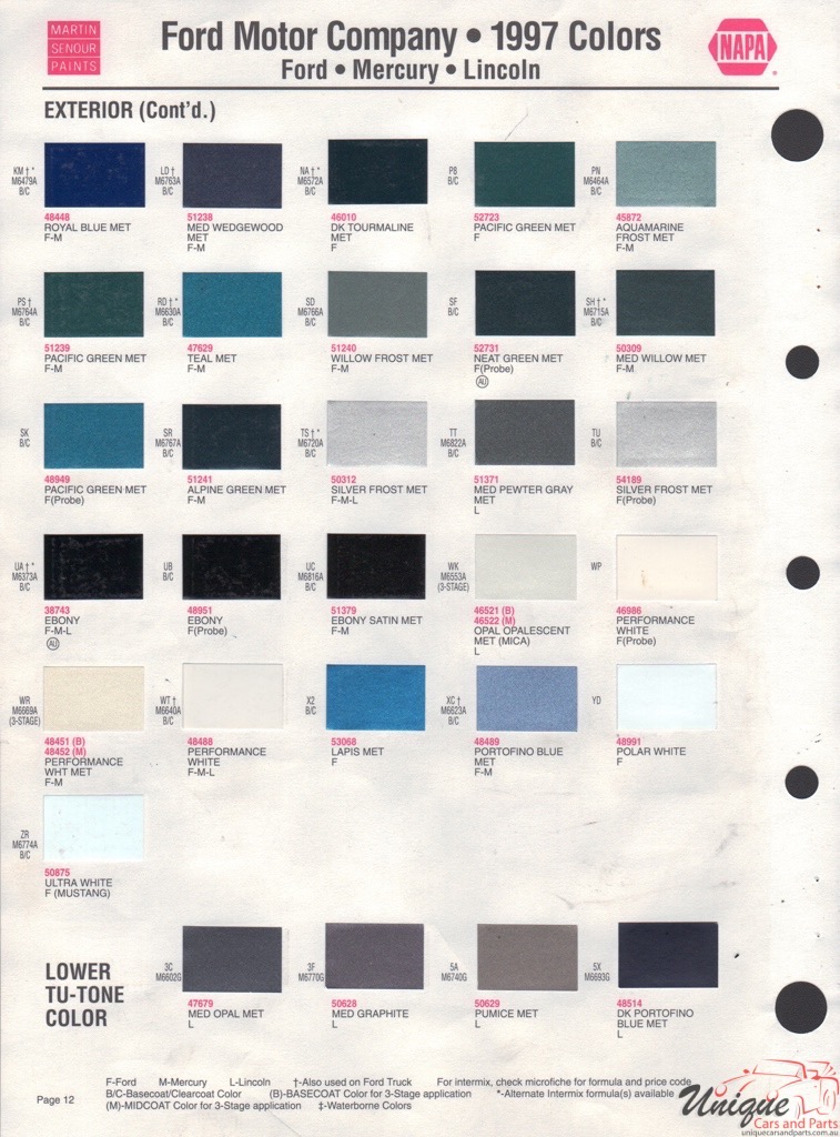 1997 Ford Paint Charts Sherwin-Williams 2